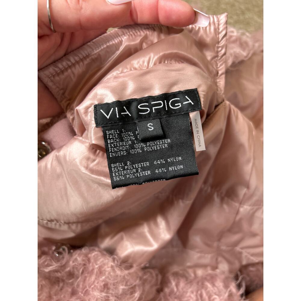 Via Spiga Reversible Curly Faux Fur Coat Lightweight reversible dusty pink curly - Picture 6 of 14